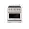 Autograph Edition 30 In. 4.2 Cu. Ft. Paramount Dual Fuel Range With 4 Burner Duopro™ Cooktop And Electric Convection Oven In Stainless Steel With Polished Gold Accents