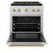 Autograph Edition 30 In. 4.2 Cu. Ft. Paramount Dual Fuel Range With 4 Burner Duopro™ Cooktop And Electric Convection Oven In Stainless Steel With Polished Gold Accents