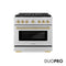 Autograph Edition 36 In. 5.2 Cu. Ft. Paramount Dual Fuel Range With 6 Burner Duopro™ Cooktop And Electric Convection Oven In Stainless Steel And Champagne Bronze Accents