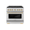Autograph Edition 36 In. 5.2 Cu. Ft. Paramount Dual Fuel Range With 6 Burner Duopro™ Cooktop And Electric Convection Oven In Stainless Steel And Polished Gold Accents