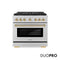Autograph Edition 36 In. 5.2 Cu. Ft. Paramount Dual Fuel Range With 6 Burner Duopro™ Cooktop And Electric Convection Oven In Stainless Steel And Polished Gold Accents