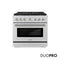 Autograph Edition 36 In. 5.2 Cu. Ft. Paramount Dual Fuel Range With 6 Burner Duopro™ Cooktop And Electric Convection Oven In Stainless Steel With Polished Nickel Helix Handle And Accents