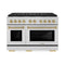 Autograph Edition 48 In. 6.7 Cu. Ft. Paramount Dual Fuel Range With 8 Burner Duopro™ Cooktop And Dual Ovens In Stainless Steel And Champagne Bronze Accents