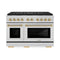 Autograph Edition 48 In. 6.7 Cu. Ft. Paramount Dual Fuel Range With 8 Burner Duopro™ Cooktop And Dual Ovens In Stainless Steel And Polished Gold Accents