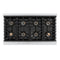Autograph Edition 48 In. 6.7 Cu. Ft. Paramount Dual Fuel Range With 8 Burner Duopro™ Cooktop And Dual Ovens In Stainless Steel With Polished Nickel Helix Handles And Accents