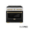 Autograph Edition 36 In. 5.2 Cu. Ft. Paramount Dual Fuel Range With 6 Burner Duopro™ Cooktop And Electric Convection Oven With Black Matte Door And Champagne Bronze Accents