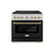 Autograph Edition 36 In. 5.2 Cu. Ft. Paramount Dual Fuel Range With 6 Burner Duopro™ Cooktop And Electric Convection Oven With Black Matte Door And Polished Gold Accents