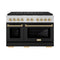 Autograph Edition 48 In. 6.7 Cu. Ft. Paramount Dual Fuel Range With 8 Burner Duopro™ Cooktop And Dual Ovens With Black Matte Doors And Polished Gold Accents