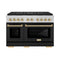 Autograph Edition 48 In. 6.7 Cu. Ft. Paramount Dual Fuel Range With 8 Burner Duopro™ Cooktop And Dual Ovens With Black Matte Doors And Polished Gold Accents