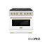 Autograph Edition 36 In. 5.2 Cu. Ft. Paramount Dual Fuel Range With 6 Burner Duopro™ Cooktop And Electric Convection Oven With White Matte Door And Champagne Bronze Accents