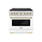 Autograph Edition 36 In. 5.2 Cu. Ft. Paramount Dual Fuel Range With 6 Burner Duopro™ Cooktop And Electric Convection Oven With White Matte Door And Polished Gold Accents