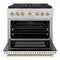 Autograph Edition 36 In. 5.2 Cu. Ft. Paramount Dual Fuel Range With 6 Burner Duopro™ Cooktop And Electric Convection Oven With White Matte Door And Polished Gold Accents