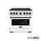 Autograph Edition 36 In. 5.2 Cu. Ft. Paramount Dual Fuel Range With 6 Burner Duopro™ Cooktop And Electric Convection Oven With White Matte Door And Matte Black Accents