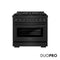 36 In. 5.2 Cu. Ft. Paramount Gas Range With 6 Burner Duopro™ Cooktop And Convection Gas Oven In Black Stainless Steel