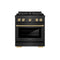 Autograph Edition 30 In. 4.2 Cu. Ft. Paramount Gas Range With 4 Burner Duopro™ Cooktop And Convection Gas Oven In Black Satin Stainless Steel And Champagne Bronze Accents