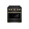Autograph Edition 30 In. 4.2 Cu. Ft. Paramount Gas Range With 4 Burner Duopro™ Cooktop And Convection Gas Oven In Black Satin Stainless Steel And Polished Gold Accents