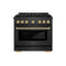 Autograph Edition 36 In. 5.2 Cu. Ft. Paramount Gas Range With 6 Burner Duopro™ Cooktop And Convection Gas Oven In Black Satin Stainless Steel And Polished Gold Accents