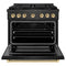 Autograph Edition 36 In. 5.2 Cu. Ft. Paramount Gas Range With 6 Burner Duopro™ Cooktop And Convection Gas Oven In Black Satin Stainless Steel And Polished Gold Accents