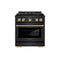 Autograph Edition 30 In. 4.2 Cu. Ft. Paramount Gas Range With 4 Burner Duopro™ Cooktop And Convection Gas Oven In Black Stainless Steel And Champagne Bronze Accents