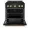 Autograph Edition 30 In. 4.2 Cu. Ft. Paramount Gas Range With 4 Burner Duopro™ Cooktop And Convection Gas Oven In Black Stainless Steel And Polished Gold Accents