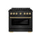 Autograph Edition 36 In. 5.2 Cu. Ft. Paramount Gas Range With 6 Burner Duopro™ Cooktop And Convection Gas Oven In Black Stainless Steel And Champagne Bronze Accents