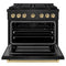 Autograph Edition 36 In. 5.2 Cu. Ft. Paramount Gas Range With 6 Burner Duopro™ Cooktop And Convection Gas Oven In Black Stainless Steel And Champagne Bronze Accents