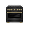 Autograph Edition 36 In. 5.2 Cu. Ft. Paramount Gas Range With 6 Burner Duopro™ Cooktop And Convection Gas Oven In Black Stainless Steel And Champagne Bronze Accents