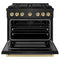 Autograph Edition 36 In. 5.2 Cu. Ft. Paramount Gas Range With 6 Burner Duopro™ Cooktop And Convection Gas Oven In Black Stainless Steel And Champagne Bronze Accents