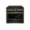 Autograph Edition 36 In. 5.2 Cu. Ft. Paramount Gas Range With 6 Burner Duopro™ Cooktop And Convection Gas Oven In Black Stainless Steel And Polished Gold Accents