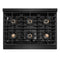 Autograph Edition 36 In. 5.2 Cu. Ft. Paramount Gas Range With 6 Burner Duopro™ Cooktop And Convection Gas Oven In Black Stainless Steel With Polished Gold Helix Handle And Accents