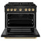 Autograph Edition 36 In. 5.2 Cu. Ft. Paramount Gas Range With 6 Burner Duopro™ Cooktop And Convection Gas Oven In Black Stainless Steel With Polished Gold Helix Handle And Accents