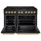 Autograph Edition 48 In. 6.7 Cu. Ft. Paramount Gas Range With 8 Burner Duopro™ Cooktop And Dual Ovens In Black Stainless Steel And Champagne Bronze Accents