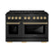 Autograph Edition 48 In. 6.7 Cu. Ft. Paramount Gas Range With 8 Burner Duopro™ Cooktop And Dual Ovens In Black Stainless Steel And Polished Gold Accents
