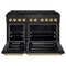 Autograph Edition 48 In. 6.7 Cu. Ft. Paramount Gas Range With 8 Burner Duopro™ Cooktop And Dual Ovens In Black Stainless Steel And Polished Gold Accents