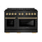 Autograph Edition 48 In. 6.7 Cu. Ft. Paramount Gas Range With 8 Burner Duopro™ Cooktop And Dual Ovens In Black Stainless Steel And Polished Gold Accents