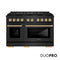 Autograph Edition 48 In. 6.7 Cu. Ft. Paramount Gas Range With 8 Burner Duopro™ Cooktop And Dual Ovens In Black Stainless Steel And Polished Gold Accents