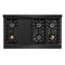 Autograph Edition 48 In. 6.7 Cu. Ft. Paramount Gas Range With 8 Burner Duopro™ Cooktop And Dual Ovens In Black Stainless Steel With Polished Gold Helix Handles And Accents