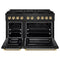 Autograph Edition 48 In. 6.7 Cu. Ft. Paramount Gas Range With 8 Burner Duopro™ Cooktop And Dual Ovens In Black Stainless Steel With Polished Gold Helix Handles And Accents