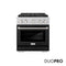 30 In. 4.2 Cu. Ft. Paramount Gas Range With 4 Burner Duopro™ Cooktop And Convection Gas Oven In Satin Stainless Steel With Black Matte Door