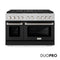 48 In. 6.7 Cu. Ft. Paramount Gas Range With 8 Burner Duopro™ Cooktop And Dual Ovens In Satin Stainless Steel With Black Matte Doors