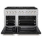 48 In. 6.7 Cu. Ft. Paramount Gas Range With 8 Burner Duopro™ Cooktop And Dual Ovens In Satin Stainless Steel With Black Matte Doors