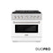 36 In. 5.2 Cu. Ft. Paramount Gas Range With 6 Burner Duopro™ Cooktop And Convection Gas Oven In Satin Stainless Steel With White Matte Door