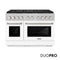 48 In. 6.7 Cu. Ft. Paramount Gas Range With 8 Burner Duopro™ Cooktop And Dual Ovens In Satin Stainless Steel With White Matte Doors