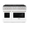 48 In. 6.7 Cu. Ft. Paramount Gas Range With 8 Burner Duopro™ Cooktop And Dual Ovens In Satin Stainless Steel With White Matte Doors