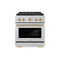 Autograph Edition 30 In. 4.2 Cu. Ft. Paramount Gas Range With 4 Burner Duopro™ Cooktop And Convection Gas Oven In Satin Stainless Steel And Champagne Bronze Accents