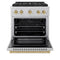 Autograph Edition 30 In. 4.2 Cu. Ft. Paramount Gas Range With 4 Burner Duopro™ Cooktop And Convection Gas Oven In Satin Stainless Steel And Champagne Bronze Accents