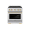 Autograph Edition 30 In. 4.2 Cu. Ft. Paramount Gas Range With 4 Burner Duopro™ Cooktop And Convection Gas Oven In Satin Stainless Steel And Polished Gold Accents