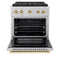 Autograph Edition 30 In. 4.2 Cu. Ft. Paramount Gas Range With 4 Burner Duopro™ Cooktop And Convection Gas Oven In Satin Stainless Steel And Polished Gold Accents
