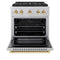 Autograph Edition 30 In. 4.2 Cu. Ft. Paramount Gas Range With 4 Burner Duopro™ Cooktop And Convection Gas Oven In Satin Stainless Steel And Polished Gold Accents