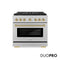 Autograph Edition 36 In. 5.2 Cu. Ft. Paramount Gas Range With 6 Burner Duopro™ Cooktop And Convection Gas Oven In Satin Stainless Steel And Champagne Bronze Accents